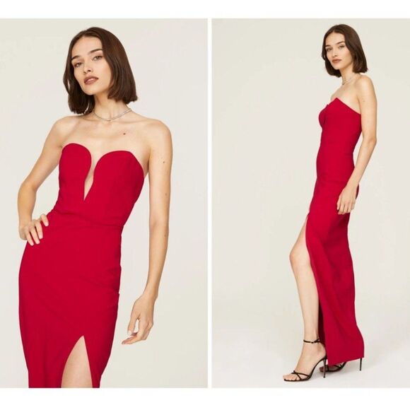 AIDAN MATTOX Red Sweetheart Gown - Picture 3 of 12